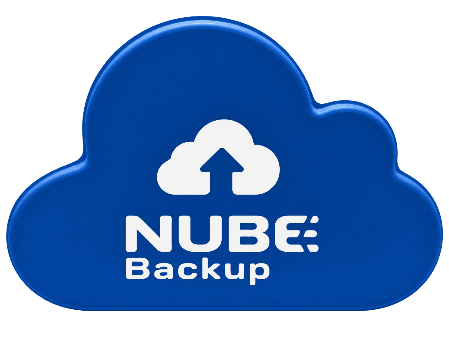 Anti-estrés en forma de nube azul con logo NUBE Backup